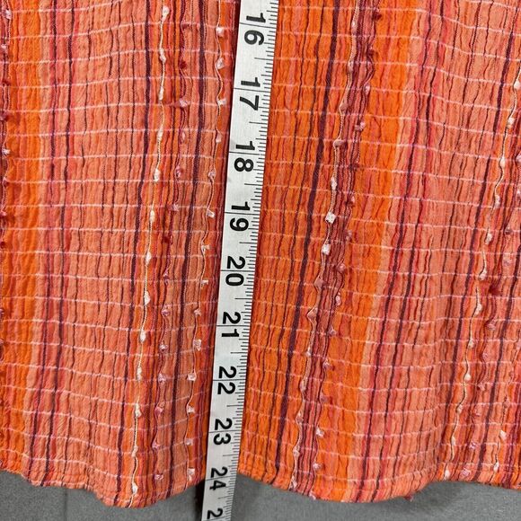 CJ Banks Womens Button Up Top Long Sleeve Stripes Orange Plus Size 1X - Picture 8 of 10